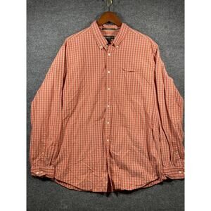 Eddie Bauer Button Down Shirt Men's XL Orange Check Long Sleeve Outdoor Fall